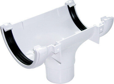 White Roundstyle Gutter 112mm Running Outlet